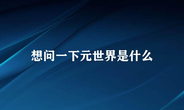 想问一下元世界是什么