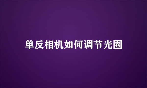单反相机如何调节光圈