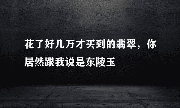花了好几万才买到的翡翠，你居然跟我说是东陵玉