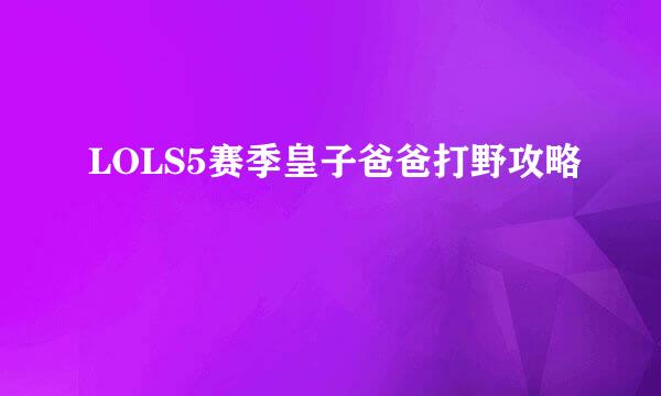 LOLS5赛季皇子爸爸打野攻略