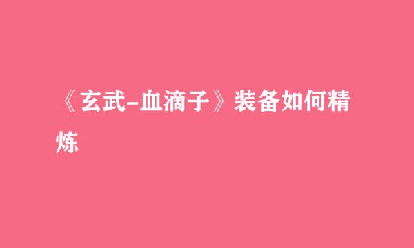 《玄武-血滴子》装备如何精炼