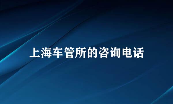 上海车管所的咨询电话