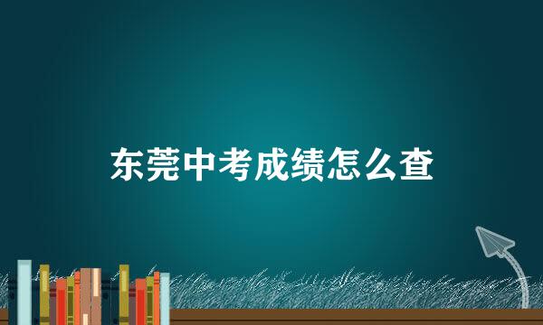 东莞中考成绩怎么查