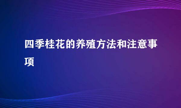 四季桂花的养殖方法和注意事项