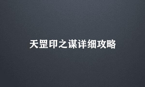 天罡印之谋详细攻略