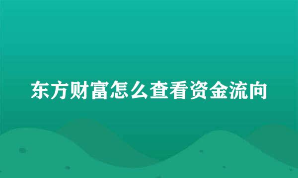 东方财富怎么查看资金流向