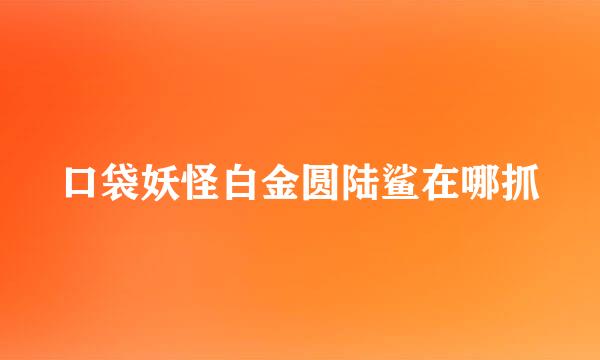 口袋妖怪白金圆陆鲨在哪抓