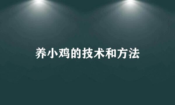养小鸡的技术和方法