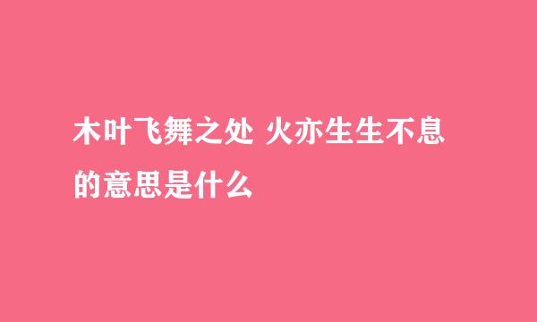 木叶飞舞之处 火亦生生不息的意思是什么