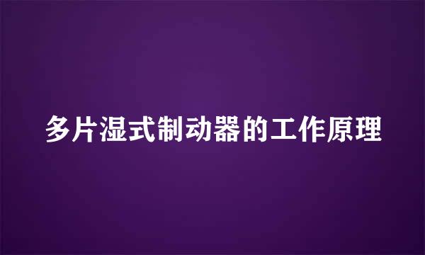 多片湿式制动器的工作原理
