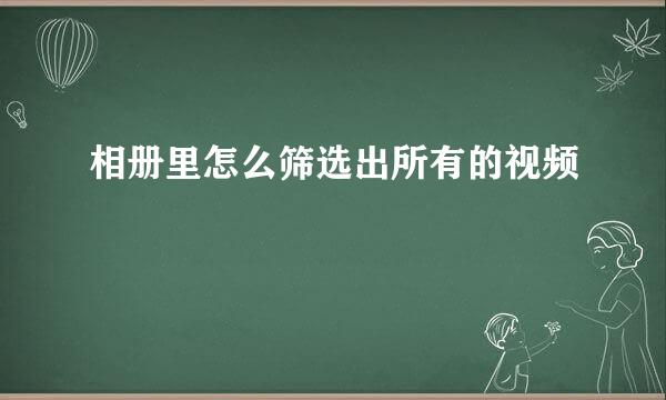 相册里怎么筛选出所有的视频
