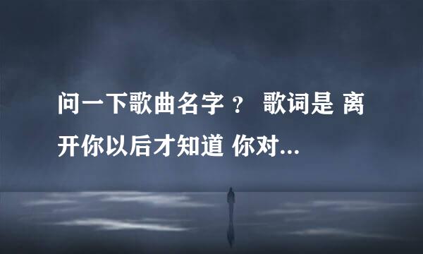 问一下歌曲名字 ？ 歌词是 离开你以后才知道 你对我是那么那么重要