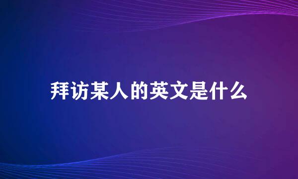 拜访某人的英文是什么