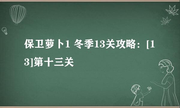 保卫萝卜1 冬季13关攻略：[13]第十三关