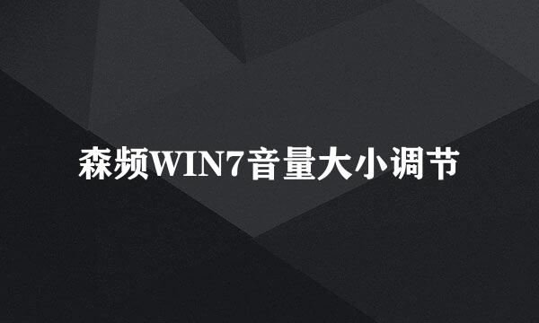 森频WIN7音量大小调节