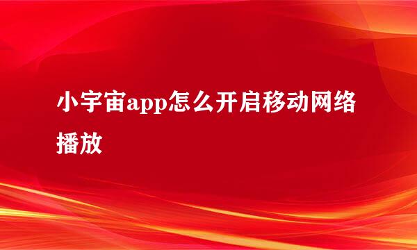小宇宙app怎么开启移动网络播放