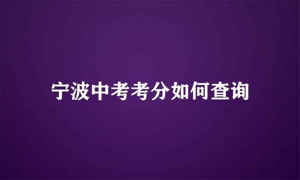 宁波中考考分如何查询