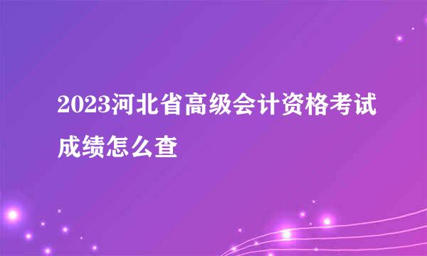 2023河北省高级会计资格考试成绩怎么查