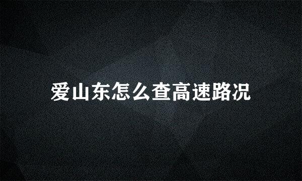 爱山东怎么查高速路况