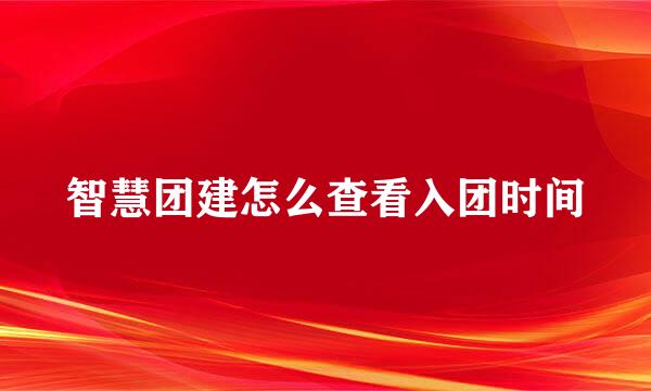 智慧团建怎么查看入团时间