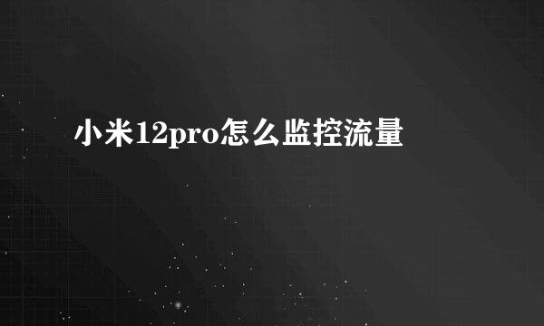 小米12pro怎么监控流量
