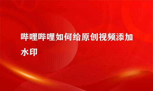哔哩哔哩如何给原创视频添加水印