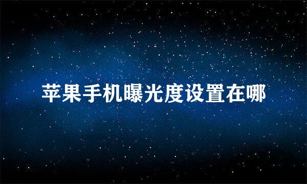 苹果手机曝光度设置在哪
