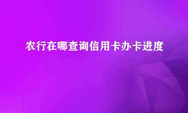 农行在哪查询信用卡办卡进度