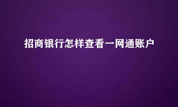 招商银行怎样查看一网通账户