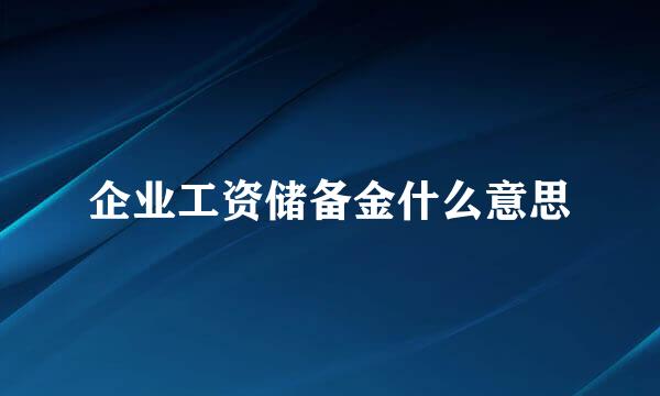 企业工资储备金什么意思