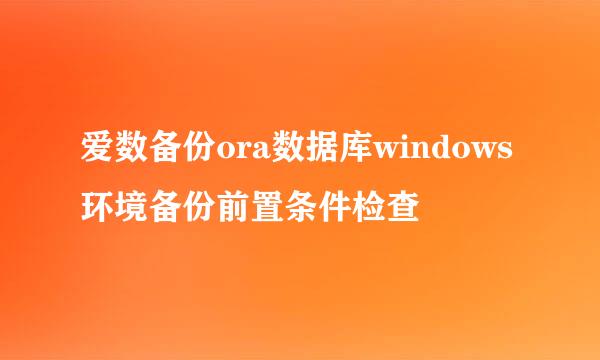 爱数备份ora数据库windows环境备份前置条件检查