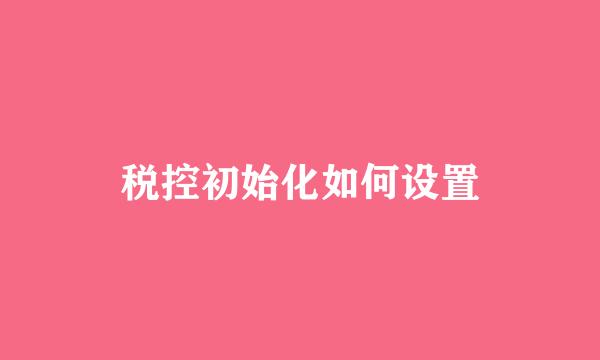 税控初始化如何设置