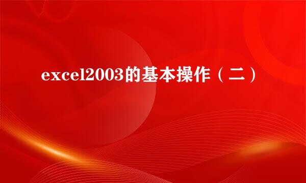 excel2003的基本操作(二)