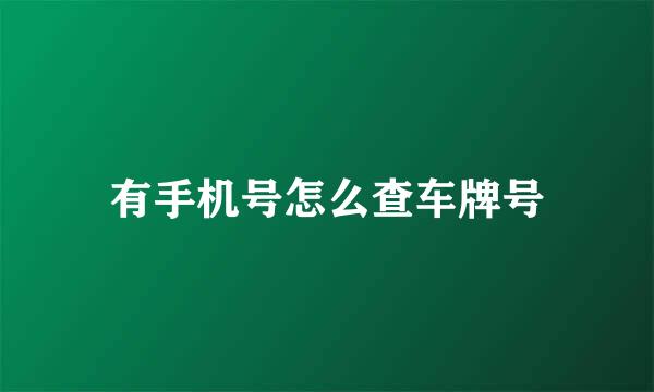 有手机号怎么查车牌号