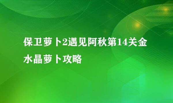 保卫萝卜2遇见阿秋第14关金水晶萝卜攻略