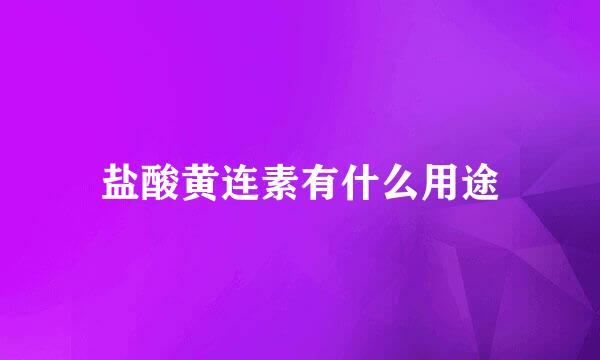 盐酸黄连素有什么用途