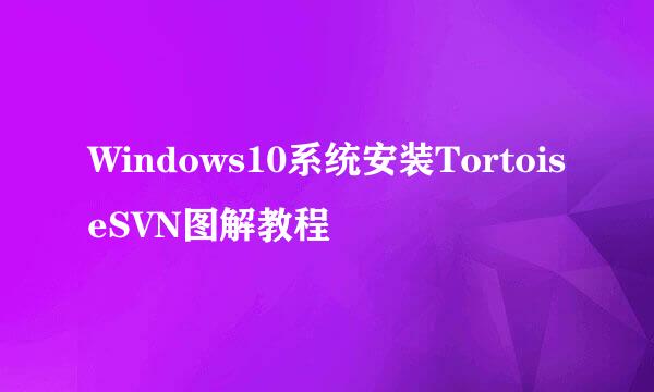Windows10系统安装TortoiseSVN图解教程
