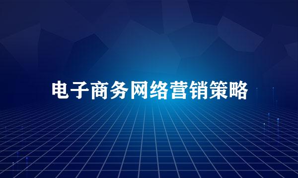 电子商务网络营销策略