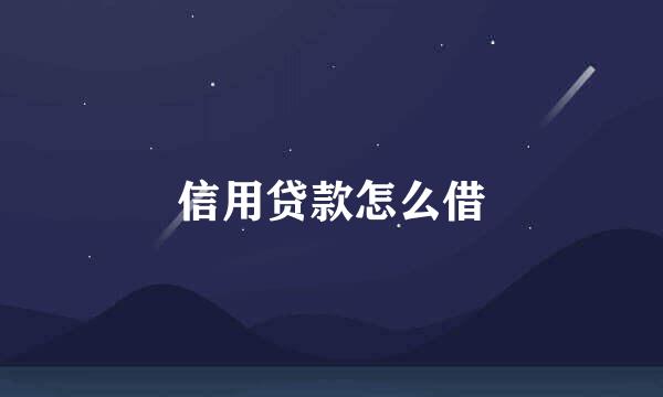 信用贷款怎么借