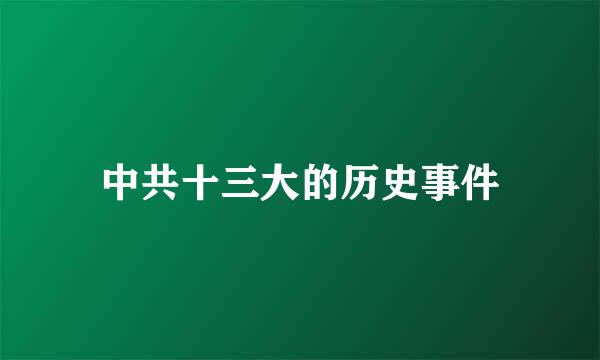 中共十三大的历史事件