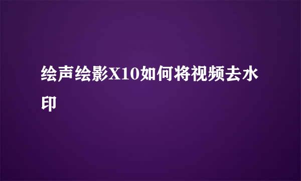 绘声绘影X10如何将视频去水印