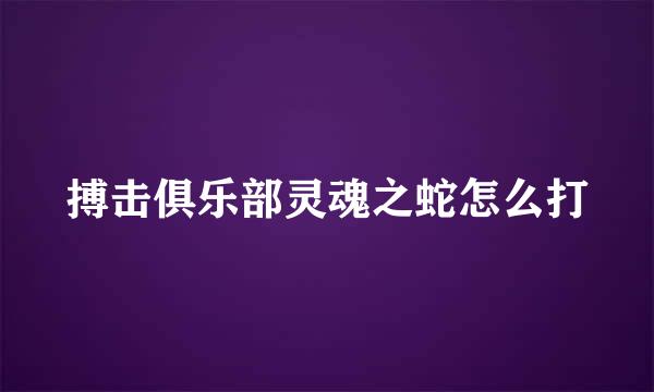 搏击俱乐部灵魂之蛇怎么打