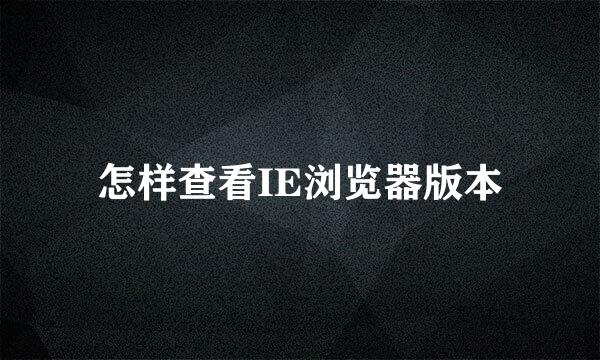 怎样查看IE浏览器版本