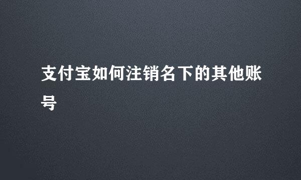 支付宝如何注销名下的其他账号