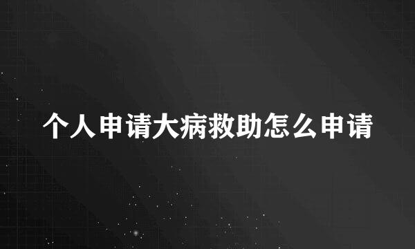 个人申请大病救助怎么申请