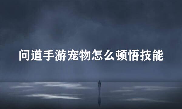 问道手游宠物怎么顿悟技能