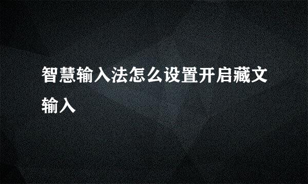 智慧输入法怎么设置开启藏文输入