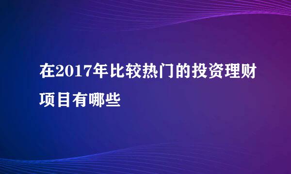 在2017年比较热门的投资理财项目有哪些