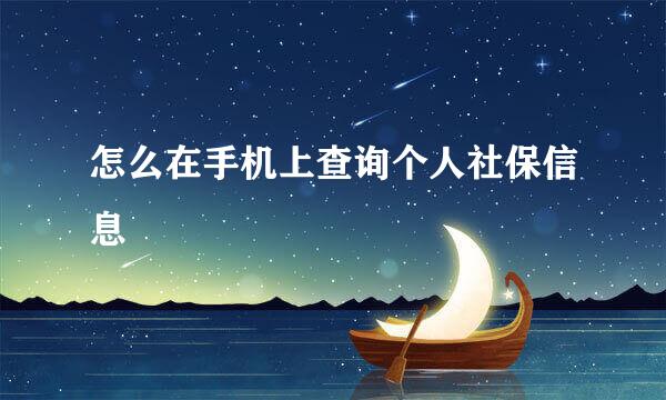 怎么在手机上查询个人社保信息