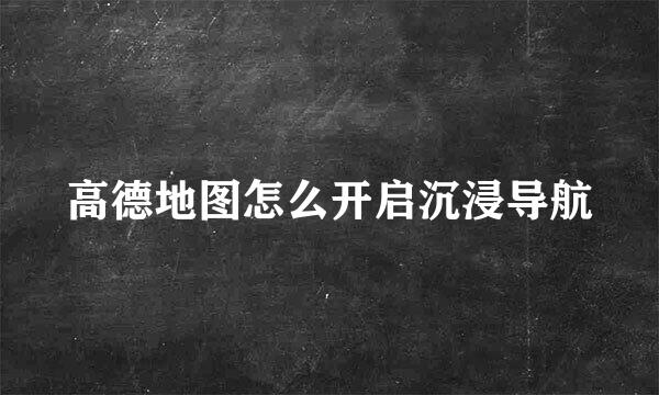 高德地图怎么开启沉浸导航
